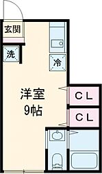 Ｓｕｎｄａｎｃｅ 1階ワンルームの間取り