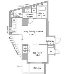 コンフォリア文京春日 13階1LDKの間取り