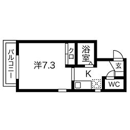 名古屋市営鶴舞線 塩釜口駅 徒歩9分の賃貸マンション 3階1Kの間取り