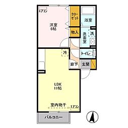 ヴィラオーネスト　Ｂ 2階1LDKの間取り