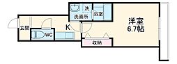 エアリーズb 3階1Kの間取り