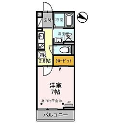 Ｓｐａｚｉｏ 1階1Kの間取り