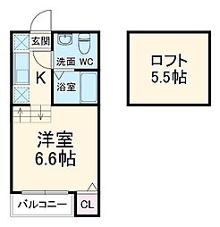 アストリア名駅 1階1Kの間取り