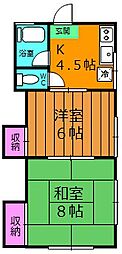山本ハイツ 2階2Kの間取り