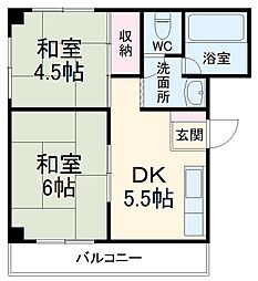 森田コーポ 2DKの間取図画像