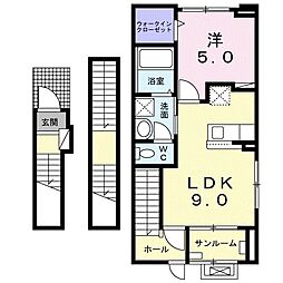 ヴァイスハイト 1LDKの間取図画像
