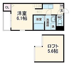 ハーモニーテラス大野木 1階1Kの間取り