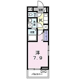 ソリヤエスティ2 1Kの間取図画像