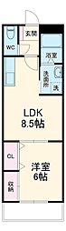 樽見鉄道 横屋駅 徒歩7分の賃貸アパート 1階1LDKの間取り