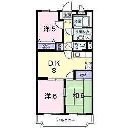 ファミールＫ向山II 4階3DKの間取り