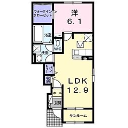 ポプラ　I 1階1LDKの間取り