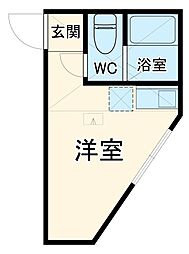 ユナイト上大岡リューベック 1階ワンルームの間取り