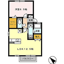 オルランシア 2階1LDKの間取り