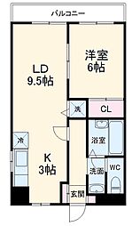 マンションドリーム3 202 2階1LDKの間取り