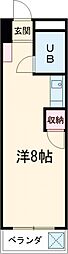 沢田パレス 3階ワンルームの間取り