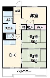 成瀬ハイツII 4階3DKの間取り