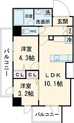 アーバネックス南品川II 2階2LDKの間取り