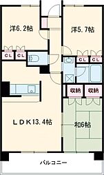Ｎ．グランドゥール 2階3LDKの間取り