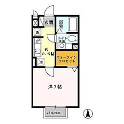 ドミトリー 1階1Kの間取り