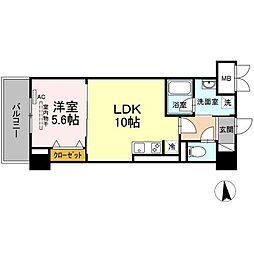 名古屋市営名港線 六番町駅 徒歩10分の賃貸マンション 3階1LDKの間取り