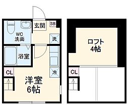 ハーミットクラブハウス能見台 2階ワンルームの間取り