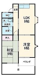 名古屋市営鶴舞線 植田駅 徒歩27分の賃貸アパート 2階2DKの間取り