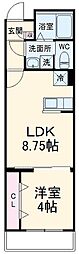 ルミエール　Ｂ棟 2階1LDKの間取り