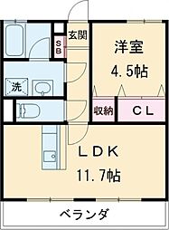 エルシード 3階1LDKの間取り