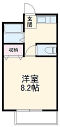 フォルサ茶屋ヶ坂 2階1Kの間取り