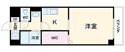 フローライト蛍池 7階1Kの間取り