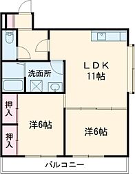 レジデンスＹ＆Ｍ 3階2LDKの間取り