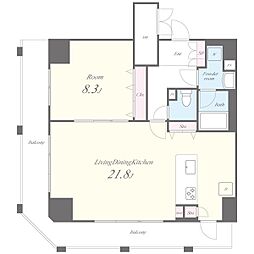 名古屋市営鶴舞線 丸の内駅 徒歩3分の賃貸マンション 13階1LDKの間取り