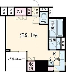 コンフォリア池袋ＤＥＵＸ 13階ワンルームの間取り