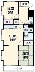 八幡マンション 2LDKの間取図画像