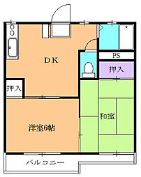 西武池袋線 所沢駅 徒歩12分の賃貸アパート 2階2DKの間取り