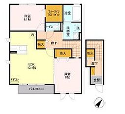 パークドプランタン　Ｄ 2階2LDKの間取り