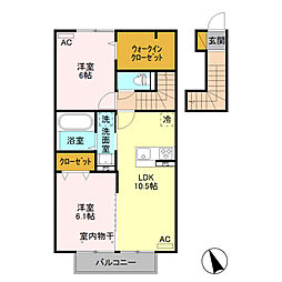 ピスタ 2階2LDKの間取り