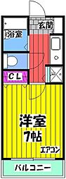 ひまわりコーポ 5階1Kの間取り