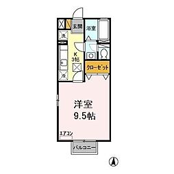 サンフィール　B 1階1Kの間取り