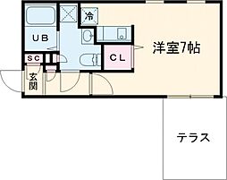 京王線 明大前駅 徒歩5分の賃貸マンション 1階ワンルームの間取り