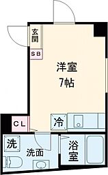 プランドール北千住 5階ワンルームの間取り