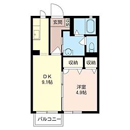 ウィルヴィレッジＡ 1階1LDKの間取り