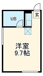 ネバーランドパートI 2階ワンルームの間取り