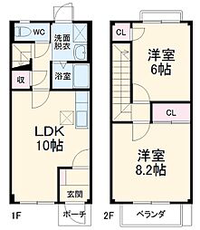 リュイソーＹ 1階2LDKの間取り