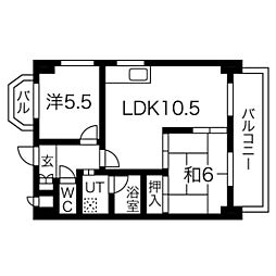 名古屋市営鶴舞線 植田駅 徒歩9分の賃貸マンション 4階2LDKの間取り