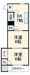 名鉄常滑線 豊田本町駅 徒歩7分の賃貸マンション 4階2DKの間取り