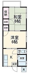 メノハイツ 2階2Kの間取り