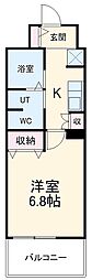 ポートタウンドルフィン 4階1Kの間取り