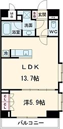 東京メトロ副都心線 東新宿駅 徒歩10分の賃貸マンション 5階1LDKの間取り