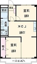 三鉦マンション 3階2LDKの間取り